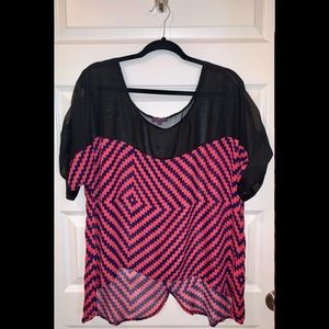Pink/Blue/White Printed Shirt Size 2x